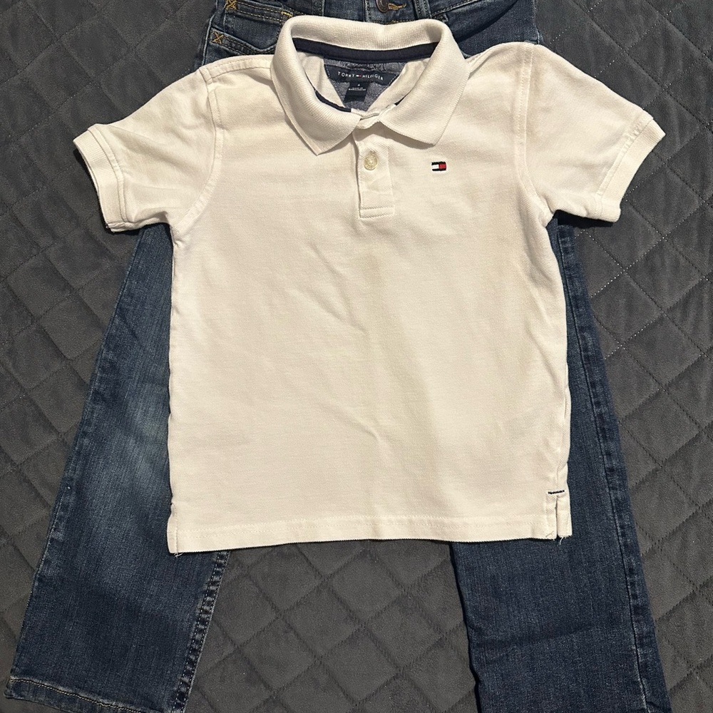 Wrangler denim size 6 & White Tommy Hilfiger Polo Shirt size 6